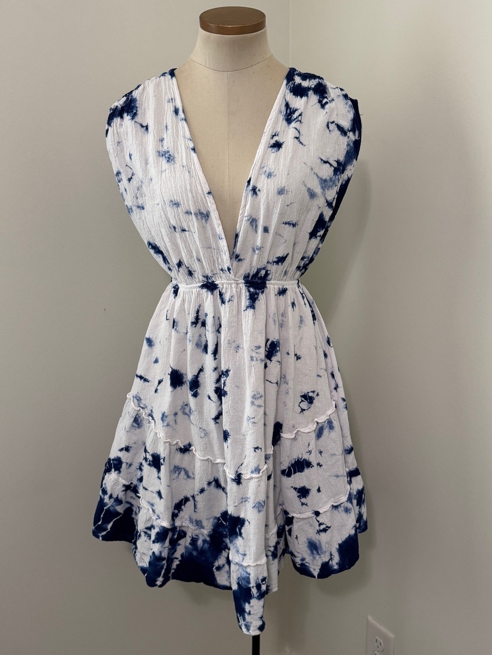 Seaspice Resort Wear Large Blue & White Cover Up Dress ~ Peruvian Cotton Beach